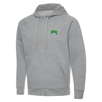 Men's Antigua  Heather Gray Tampa Bay Rowdies Victory Raglan Full-Zip Fleece Hoodie