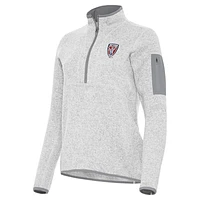Women's Antigua  Heather Gray Indy Eleven Fortune Half-Zip Pullover