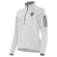 Women's Antigua  Heather Gray Indy Eleven Fortune Half-Zip Pullover