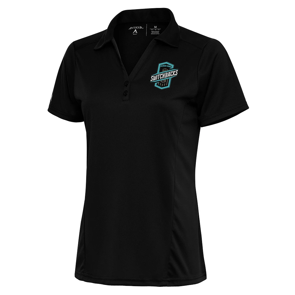 Women's Antigua Black Colorado Springs Switchbacks FC Tribute Polo