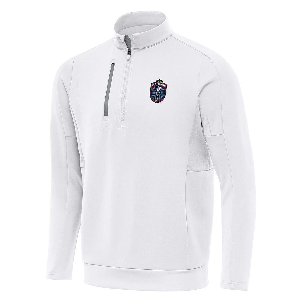 Men's Antigua White Memphis 901 FC Generation Quarter-Zip Pullover