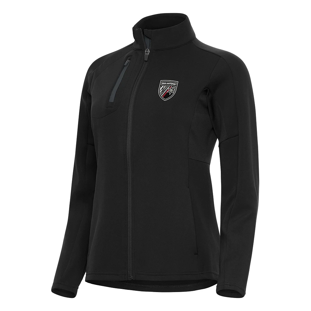 Women's Antigua Black San Antonio FC Generation Full-Zip Jacket