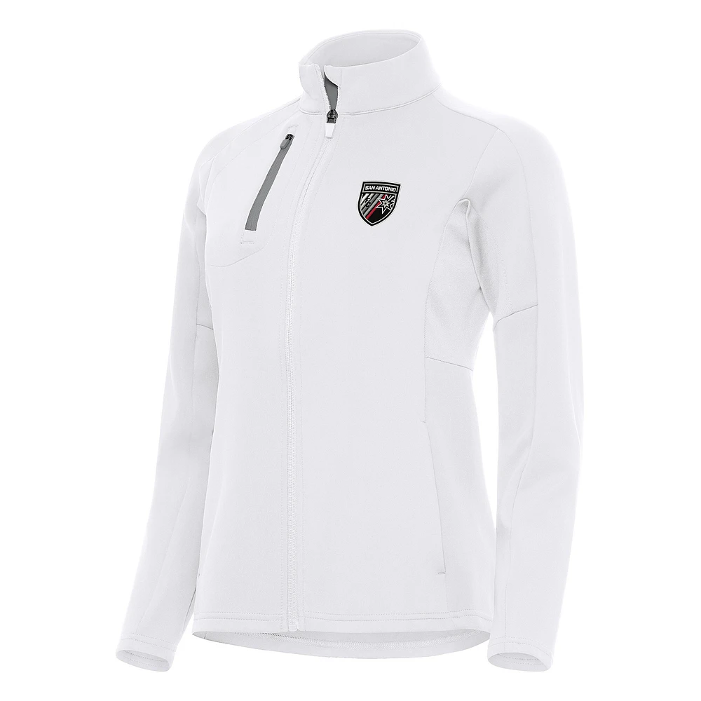 Women's Antigua White San Antonio FC Generation Full-Zip Jacket
