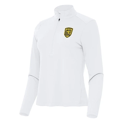 Women's Antigua  White New Mexico United Tribute Half-Zip Pullover