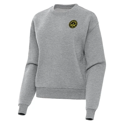 Women's Antigua  Heather Gray Charleston Battery Victory Fleece Pullover Sweatshirt