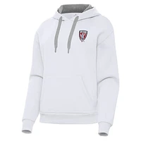 Women's Antigua  White Indy Eleven Victory Pullover Hoodie