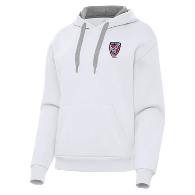 Women's Antigua  White Indy Eleven Victory Pullover Hoodie