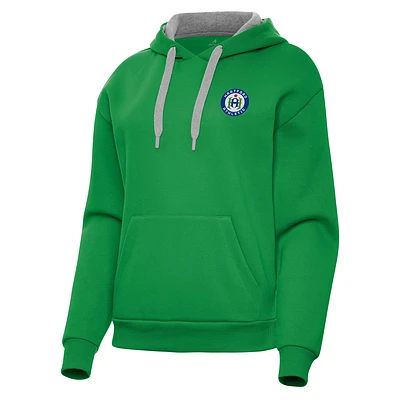 Women's Antigua  Kelly Green Hartford Athletic Victory Pullover Hoodie