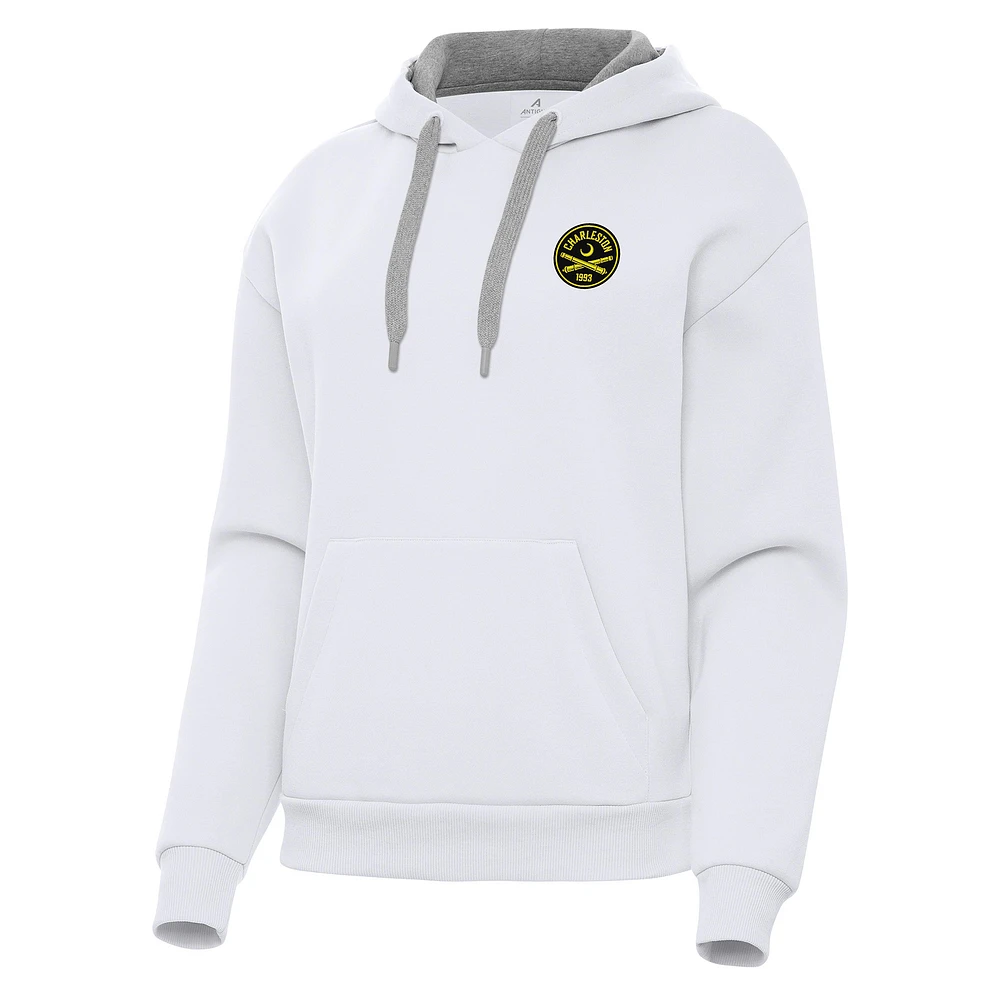 Women's Antigua White Charleston Battery Victory Pullover Hoodie