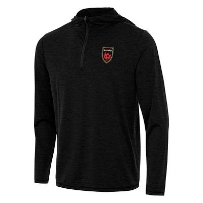 Men's Antigua Heather Black Phoenix Rising FC Tidy Quarter-Zip Hoodie