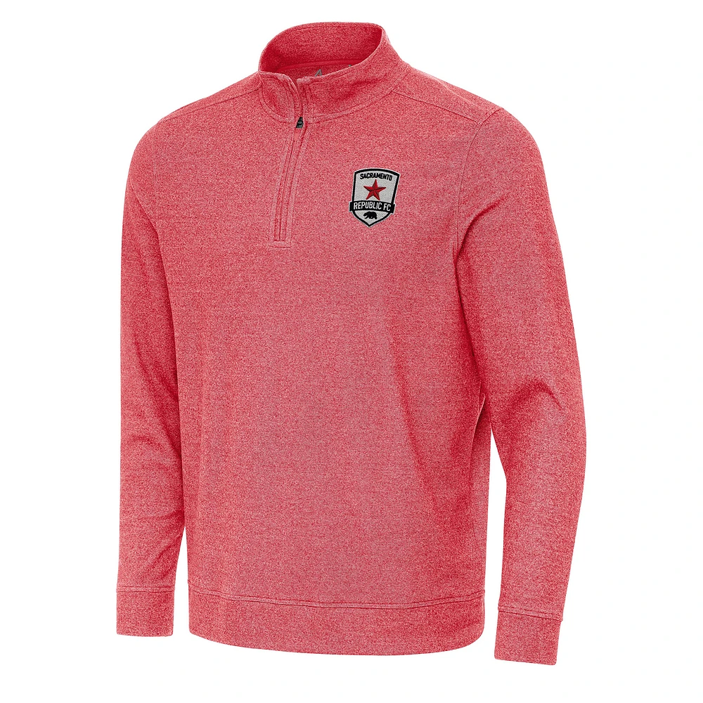 Men's Antigua Heather Sacramento Republic FC Tidy Quarter-Zip Hoodie