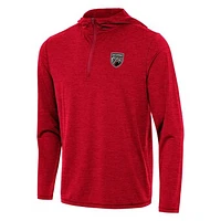 Men's Antigua Heather Red San Antonio FC Tidy Quarter-Zip Hoodie
