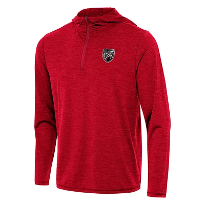 Men's Antigua Heather Red San Antonio FC Tidy Quarter-Zip Hoodie