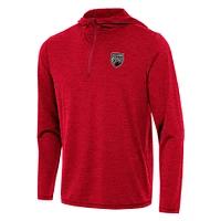 Men's Antigua Heather Red San Antonio FC Tidy Quarter-Zip Hoodie