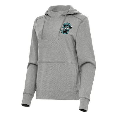 Women's Antigua Heather Gray Colorado Springs Switchbacks FC Justice Pullover Hoodie