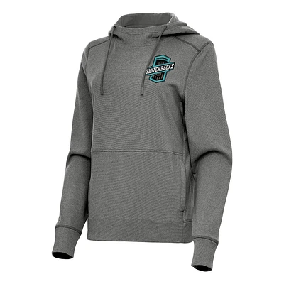 Women's Antigua Heather Black Colorado Springs Switchbacks FC Justice Pullover Hoodie