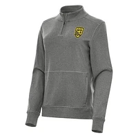 Women's Antigua Heather Black New Mexico United  Crush Quarter-Zip Jacket