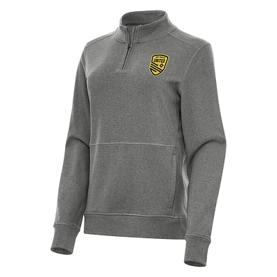 Women's Antigua Heather Black New Mexico United  Crush Quarter-Zip Jacket
