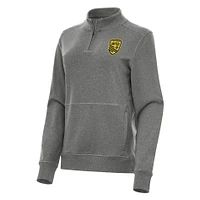 Women's Antigua Heather Black New Mexico United  Crush Quarter-Zip Jacket