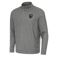 Men's Antigua Heather Birmingham Legion FC Subtle Quarter-Zip Sweatshirt