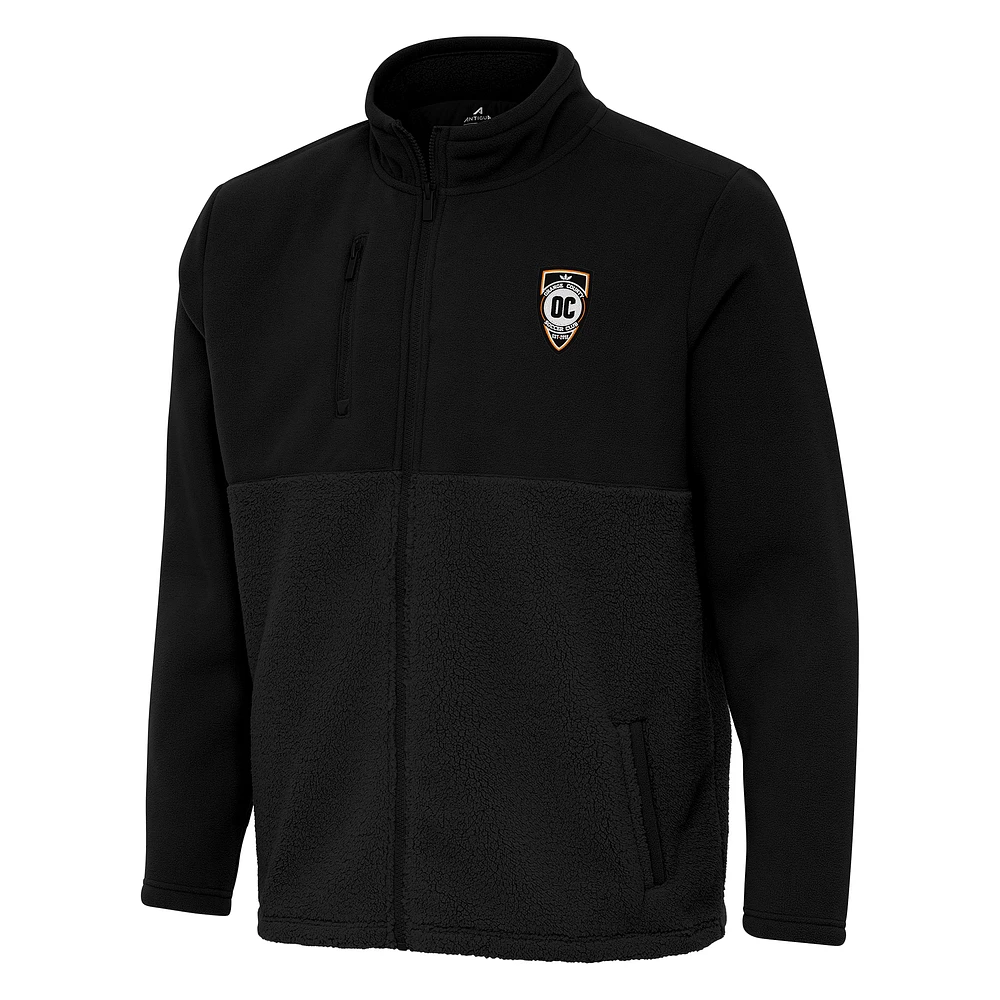 Men's Antigua Black Orange County SC Daily Fused Full-Zip Jacket