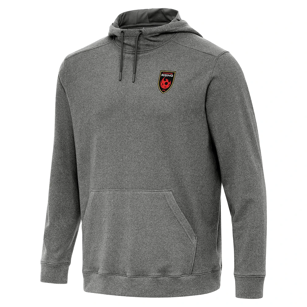 Men's Antigua Heather Black Phoenix Rising FC Cloud Pullover Hoodie