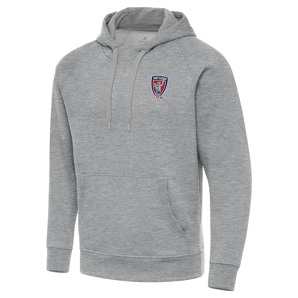 Men's Antigua Heather Gray Indy Eleven Big & Tall Victory Pullover Hoodie