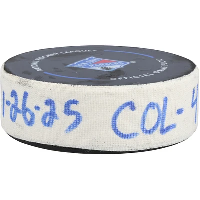 Juuso Parssinen Colorado Avalanche Game-Used Goal Puck vs. New York Rangers on January 26, 2025