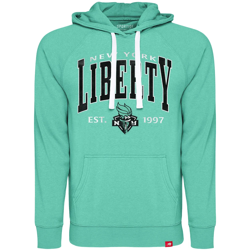 Unisex Sportiqe Mint New York Liberty Olsen Raglan Tri-Blend Pullover Hoodie