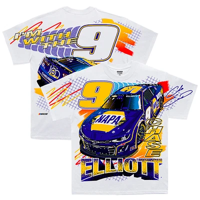 Men's Hendrick Motorsports Team Collection White Chase Elliott NAPA Total Print T-Shirt