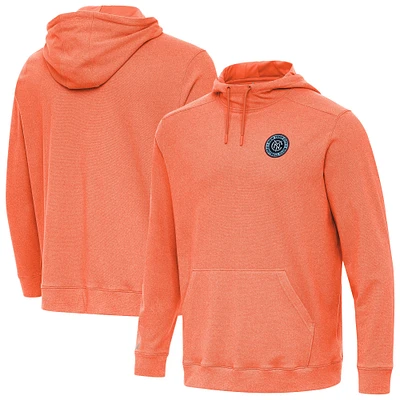 Men's Antigua  Heather Orange New York City FC Cloud Pullover Hoodie