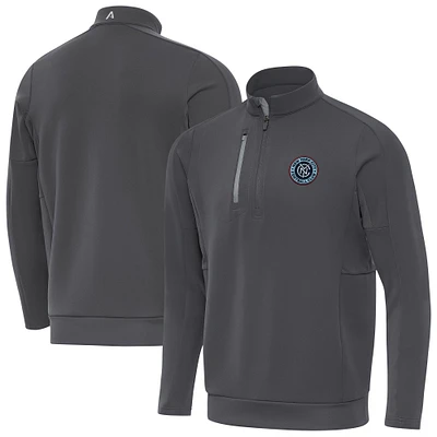 Men's Antigua  Pewter New York City FC Fortune Quarter-Zip Pullover