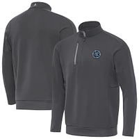 Men's Antigua  Pewter New York City FC Fortune Quarter-Zip Pullover