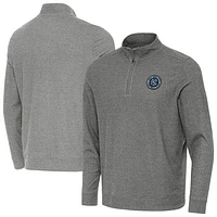 Men's Antigua Heather New York City FC Subtle Quarter-Zip Pullover