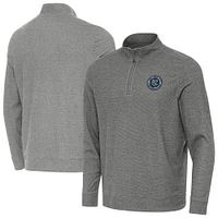 Men's Antigua Heather New York City FC Subtle Quarter-Zip Pullover