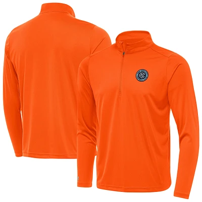 Men's Antigua  Orange New York City FC Tribute Quarter-Zip Top