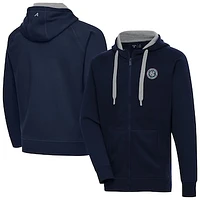 Men's Antigua  Navy New York City FC Victory Fleece Raglan Full-Zip Hoodie