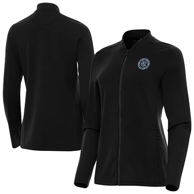 Women's Antigua  Black New York City FC Continual Full-Zip Jacket
