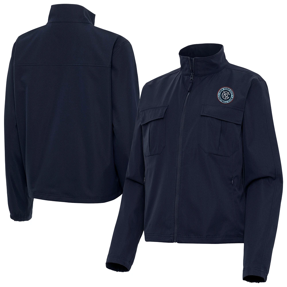 Women's Antigua Navy New York City FC Even Par Full-Zip Jacket