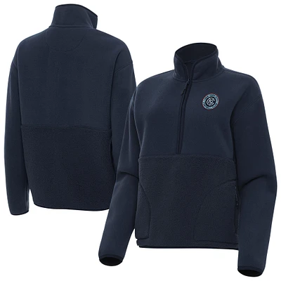 Women's Antigua  Navy New York City FC Figure Half-Zip Pullover