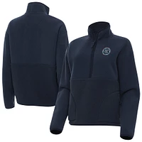 Women's Antigua  Navy New York City FC Figure Half-Zip Pullover