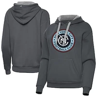 Women's Antigua  Charcoal New York City FC Victory Pullover Hoodie