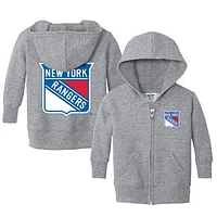 Infant Chad & Jake Heather Gray New York Rangers Logo Full-Zip Hoodie