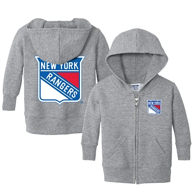 Infant Chad & Jake Heather Gray New York Rangers Logo Full-Zip Hoodie