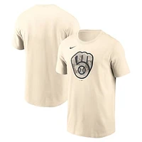 Men's Nike Cream Milwaukee Brewers Camo Logo T-Shirt