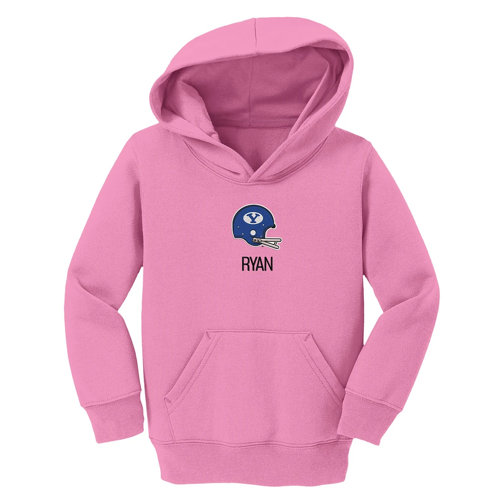Toddler Chad & Jake Pink BYU Cougars Helmet Personalized Pullover Hoodie