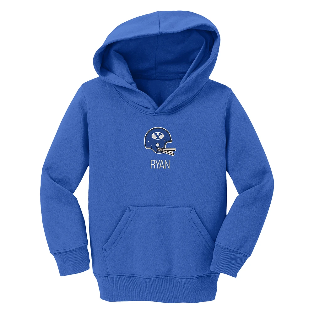 Toddler Chad & Jake  Royal BYU Cougars Helmet Personalized Pullover Hoodie