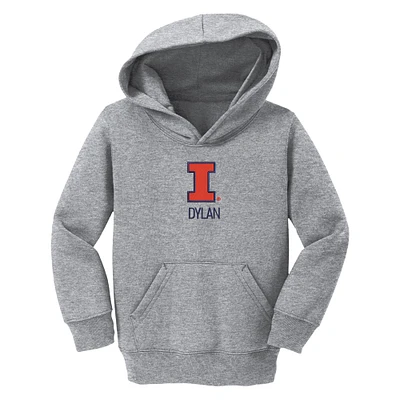 Toddler Chad & Jake  Heather Gray Illinois Fighting Illini Primary Logo Personalized Pullover Hoodie