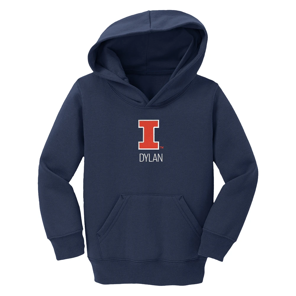 Toddler Chad & Jake Navy Illinois Fighting Illini Primary Logo Personalized Pullover Hoodie
