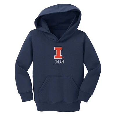 Toddler Chad & Jake  Navy Illinois Fighting Illini Primary Logo Personalized Pullover Hoodie